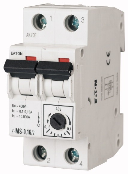 Автоматичний вимикач захисту двигуна Eaton Z-MS-0.16/2 2P 0.16A