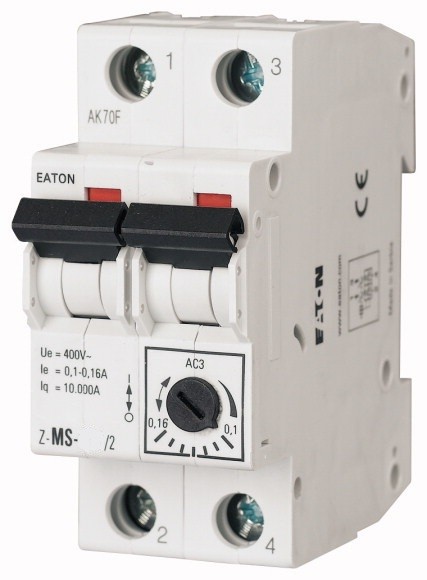 Автоматичний вимикач захисту двигуна Eaton Z-MS-0.25/2 2P 0.25A